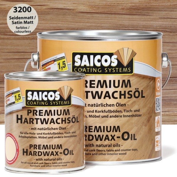 SAICOS Premium Hartwachsöl Seidenmatt farblos