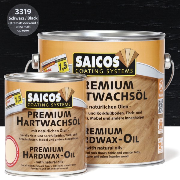 SAICOS Premium Hartwachsöl Schwarz deckend ultramatt